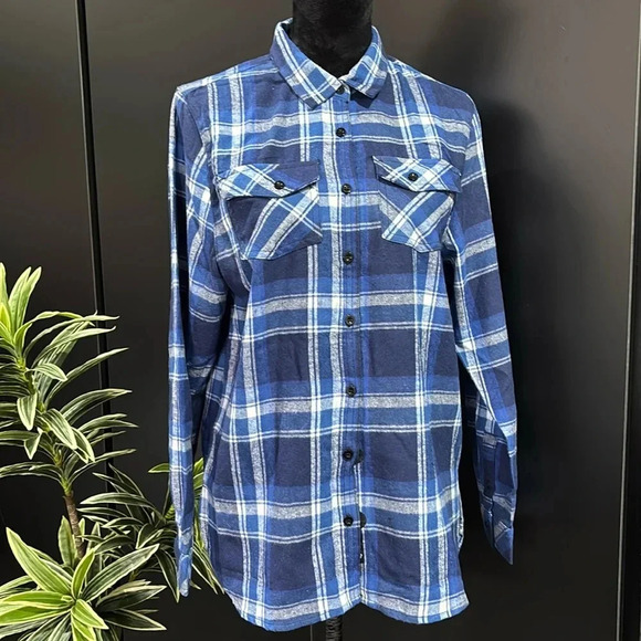 Buck & Buck Burnside Flannel plaid, chest pockets warm, soft long sleeve - Picture 1 of 10